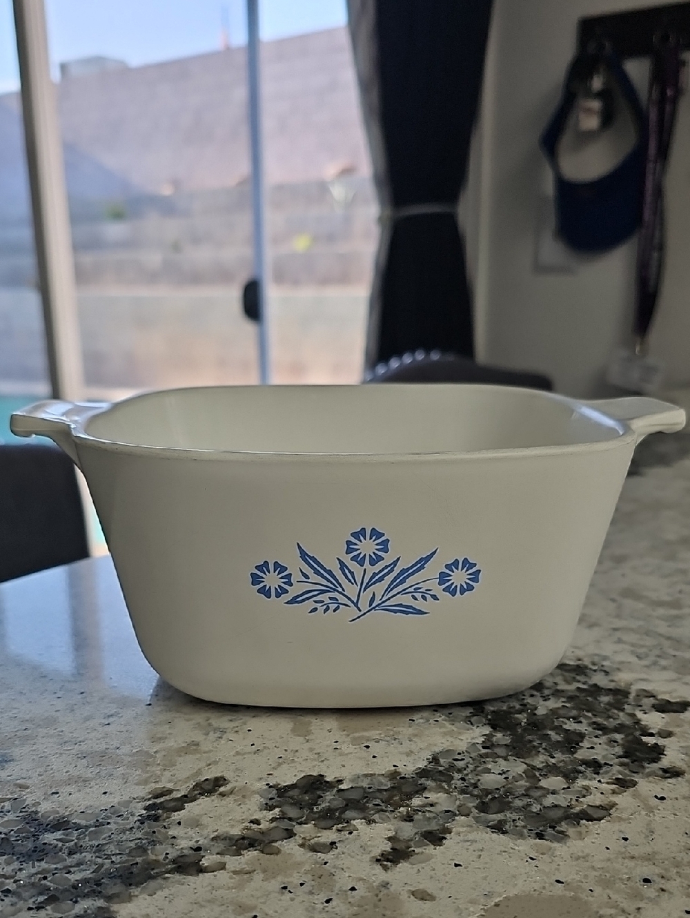 Corningware White Casserole Dish with Blue Cornflower Design 1 3/4 QT